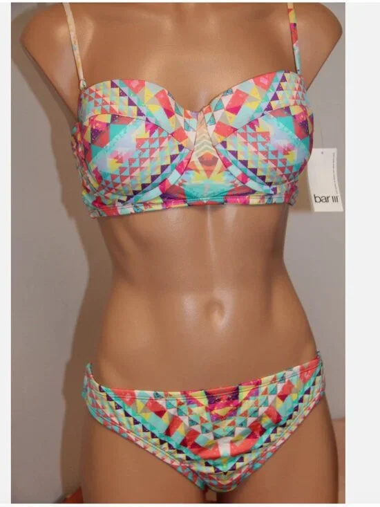 NWT Bar III Swimsuit Bikini 2pc Set Size L U wire Skylar - Picture 2 of 3